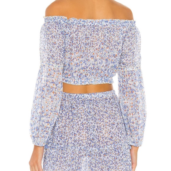 Poupette St Barth floral long sleeve crop top - Picture 3 of 11